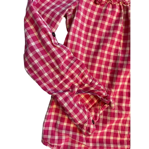 Anthropologie Holding Horses Plaid Button Up Shirt Top Ruffle Size 2 - Picture 9 of 12
